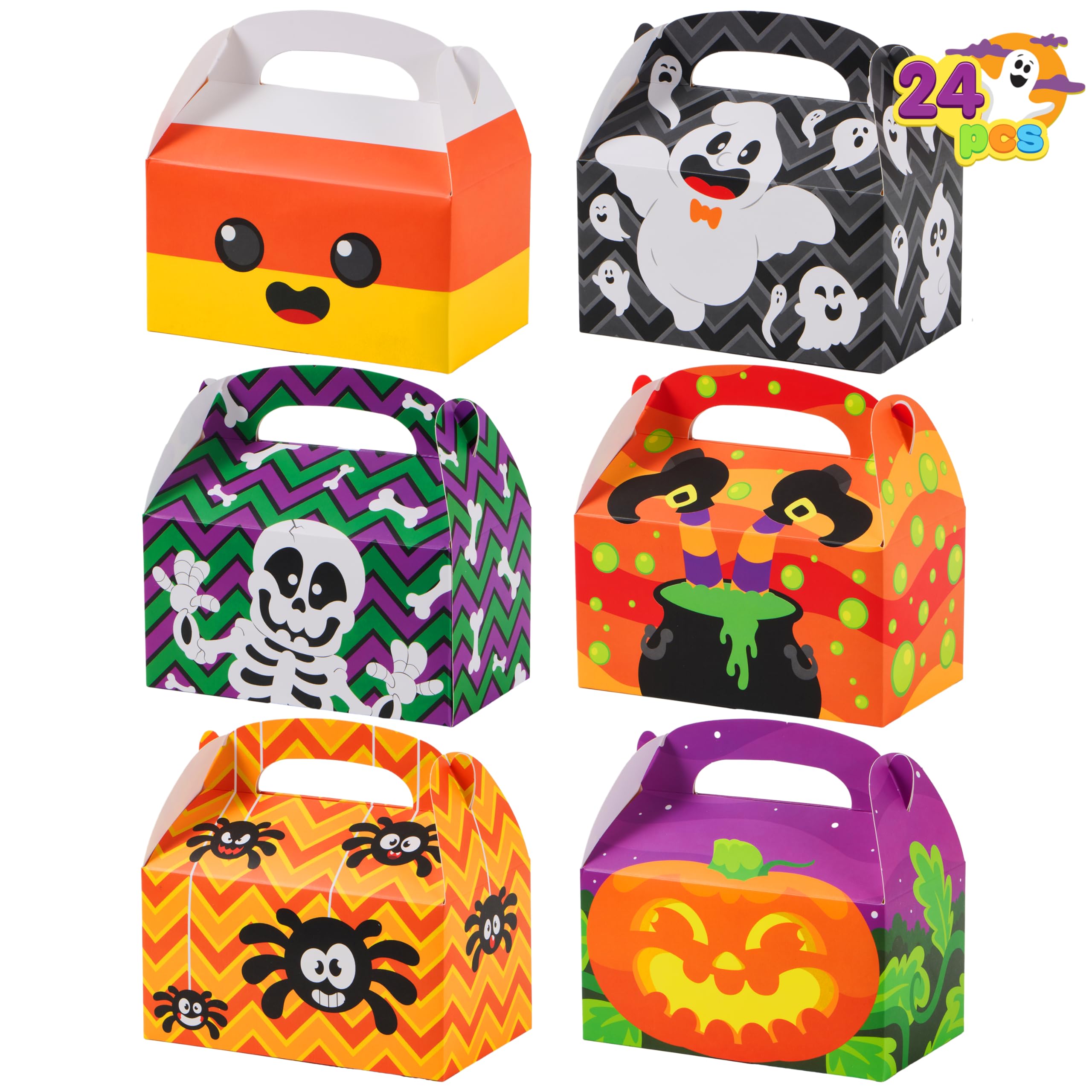 JOYIN 24 PCs 3D Halloween House Cardboard Goodie Boxes (6"x5.5"x3") for Trick or Treat, Holiday Pastries, Cupcakes, Cookies Goodie, Brownies, Donuts Gift-Giving Goody.