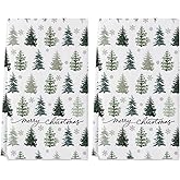 Siilues Christmas Kitchen Towels 18x26 Inch Set of 2, Tree Snowflake Merry Christmas Dish Towels Seasonal Winter Decorations for Home Drying Dishcloth