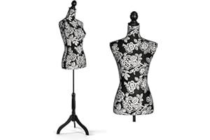 HOMBOUR Female Mannequin Body, Sewing Mannequin Torso Dress Form, Height Adjustable 52-67 inch Manikin with Stand for Dressmaker Jewelry Display, White Flower