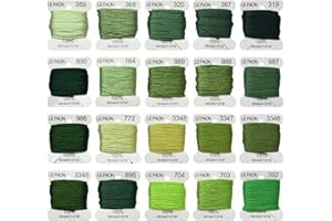 LE PAON Premium Rainbow Color Embroidery Floss bobbins - Cross Stitch Threads - Friendship Bracelets Floss - Crafts Floss - 20 Bobbins Per Pack Embroidery Floss, Bright Chartreuse Gradient
