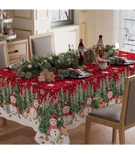 SARO LIFESTYLE Sara B Collection – Tovaglia Natalizia 127x177 Cm – Fogliame E Bastoncini Di Caramelle – Multicolore