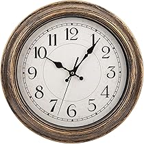 TOPZEA Retro Wall Clock, 12 Inch Silent Non-Ticking Classic Clocks