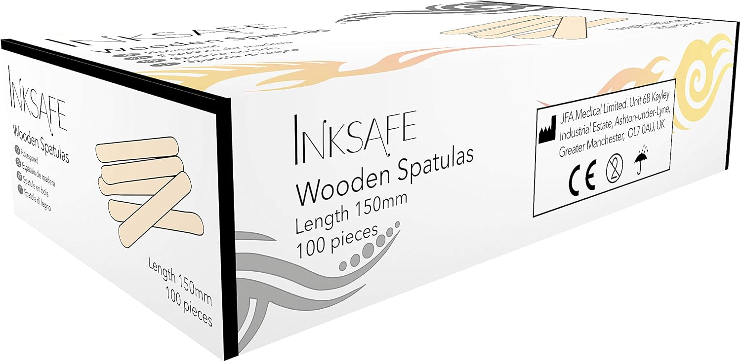 Inksafe Pack of 100 Wooden Waxing Spatulas Wax Applicator Sticks/Tongue Depressors for Hair Removal Tattoo - Image 3