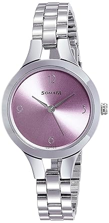 Sonata Steel Daisies Analog Pink Dial Women's Watch-8151SM03