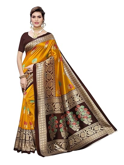 Women's Poly Silk Printed Saree with Blouse