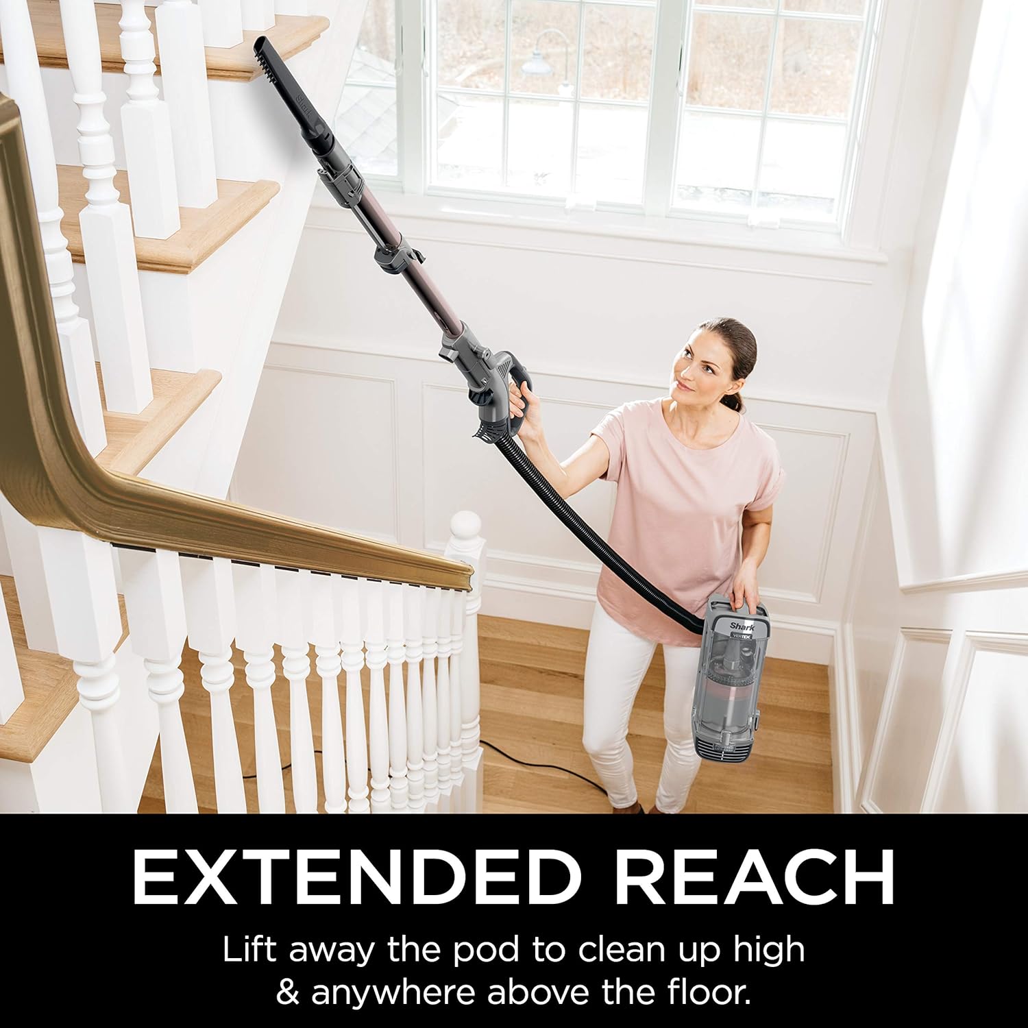 Shark AZ2002 Vertex DuoClean PowerFins Upright Vacuum with Powered Lift-Away Self-Cleaning Brushroll and HEPA Filter, 1 Quart Dust Cup Capacity, Rose Gold -