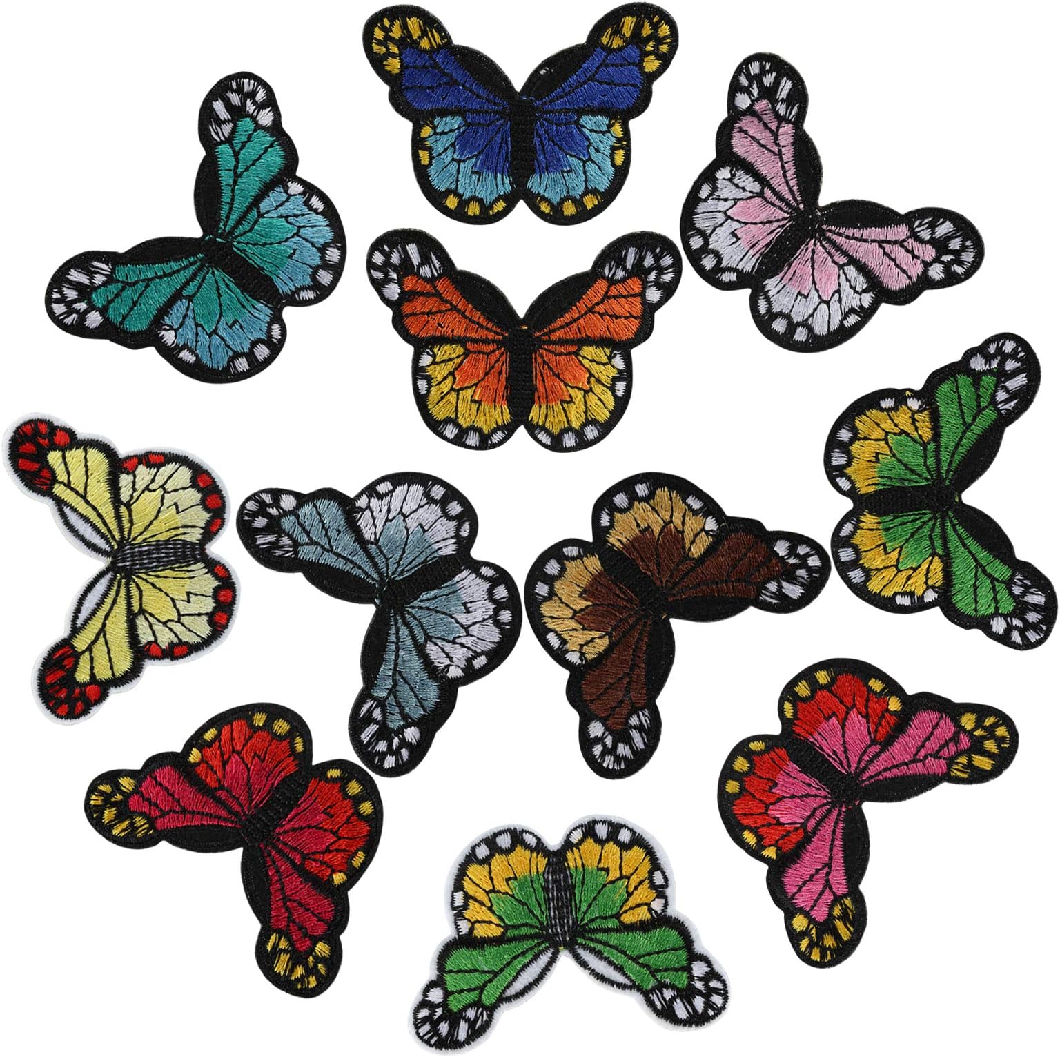 Naler 11pcs Butterfly Iron on Patches Embroidered Applique Iron on Patches for Clothing Jackets Jeans Repair DIY Crafts