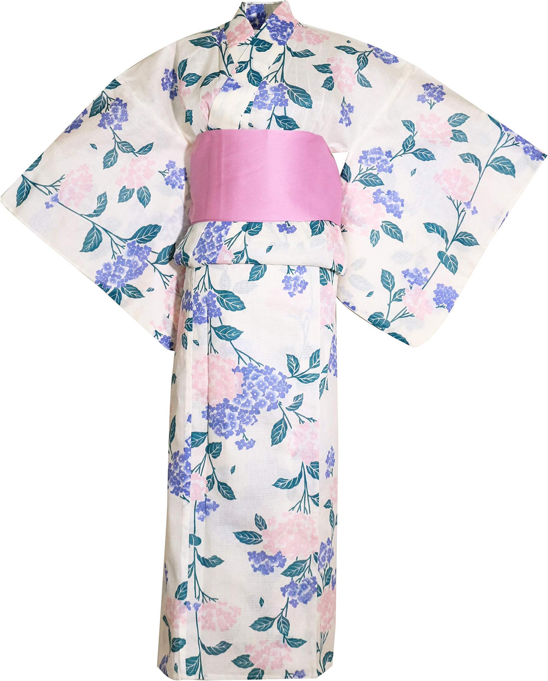 myKimono Women's Traditional Japanese Kimono Yukata with Obi Belt