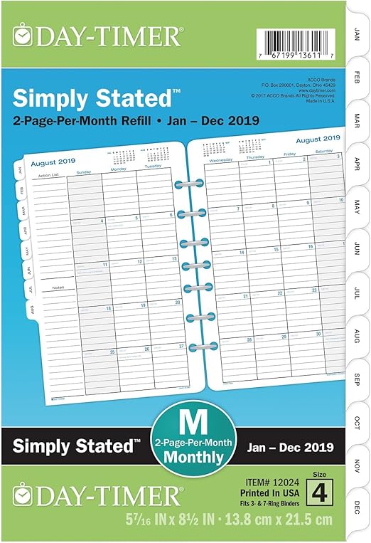 Day Timer 2019 Planner Refill 5 1 2 X 8 1 2 Desk Size 4 Two Pages Day timer 2019 planner refill 5 1 2 x 8 1 2 desk size 4 two pages