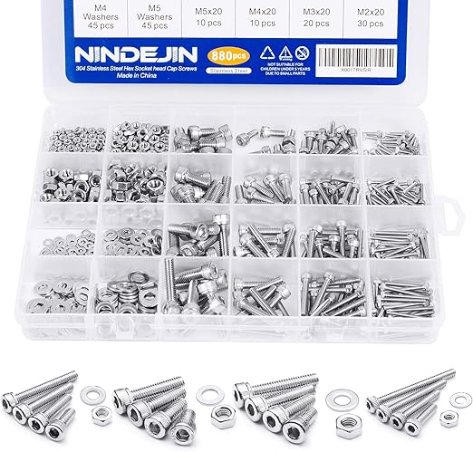 Amazon Com Nindejin 880pcs M2 M3 M4 M5 Stainless Steel Precise