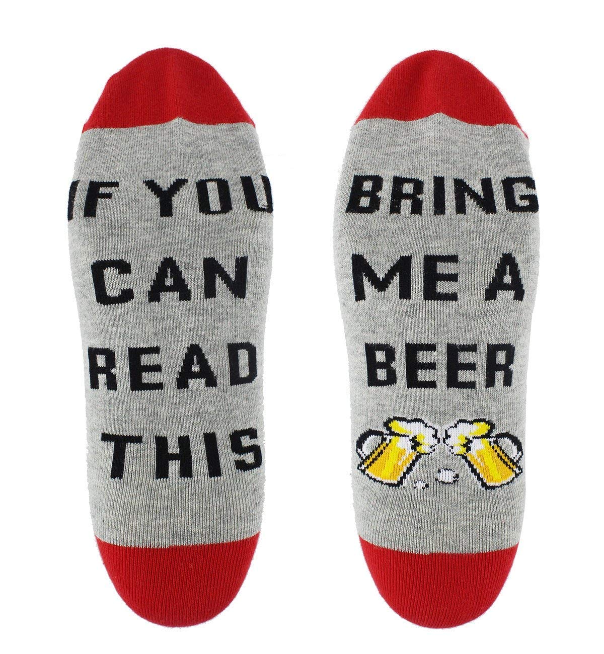 If You Can Read This Funny Saying Ankle Socks Bring Me Beer Wine Cotton Crew Socks for Men Women