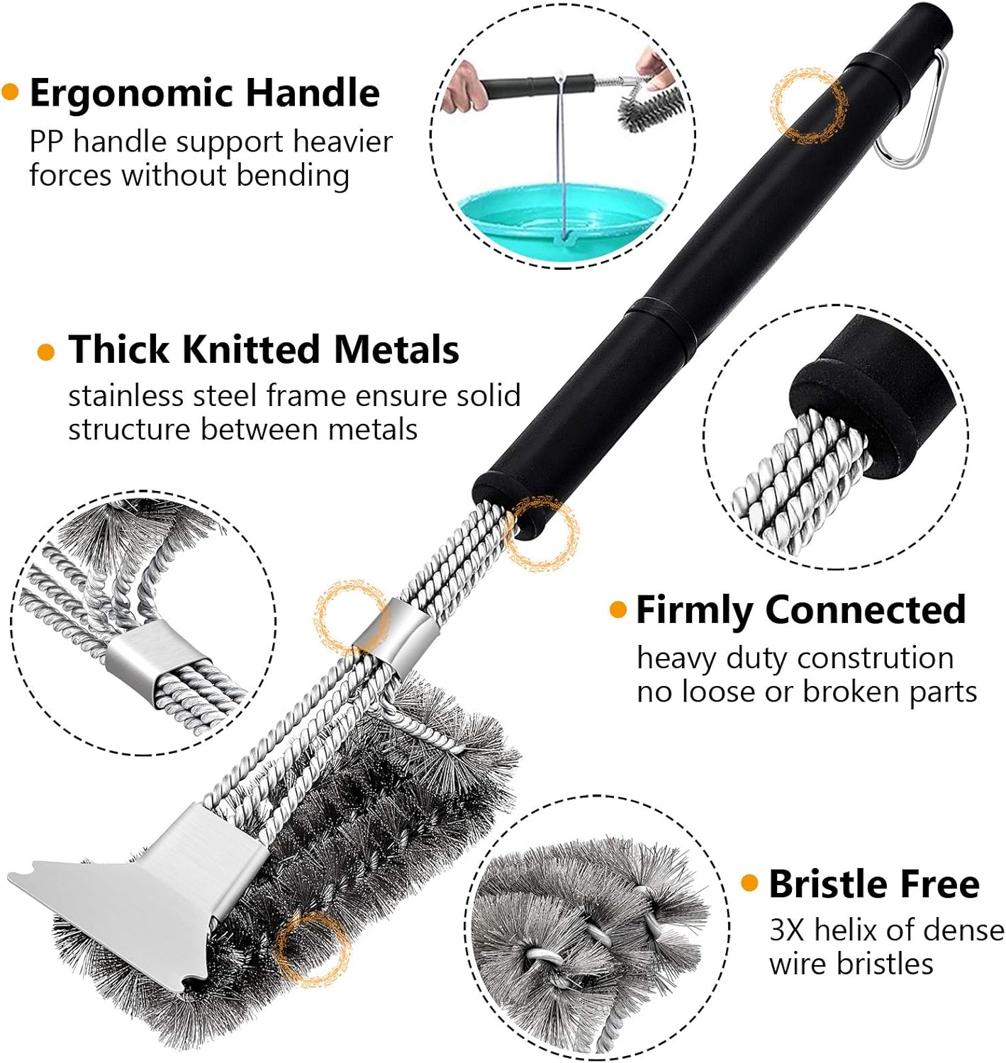 HaSteeL Grilling Utensil Set 18in, Stainless Steel BBQ Accessories Tools with Bag for Outdoor Cooking Camping, Heavy Duty Grill Spatula, Tong, Meat Fork, Basting Brush, Cleaning Brush, Man’s Gift : Garden & Outdoor
