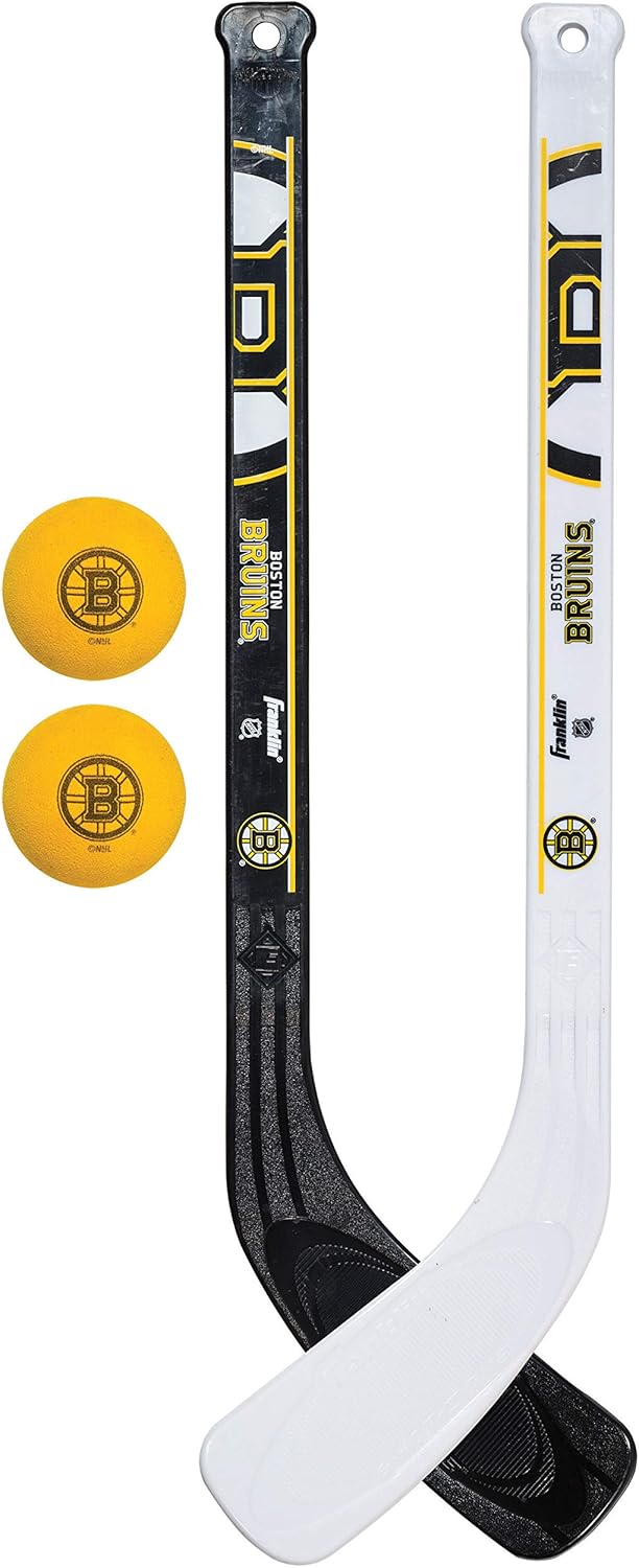 Franklin Sports NHL Boston Bruins Mini Hockey Stick Set - NHL Team Knee Hockey Stick and Ball Set - Two Player Stick Set - Great Toy for Kids : Hockey Sticks : Sports & Outdoors