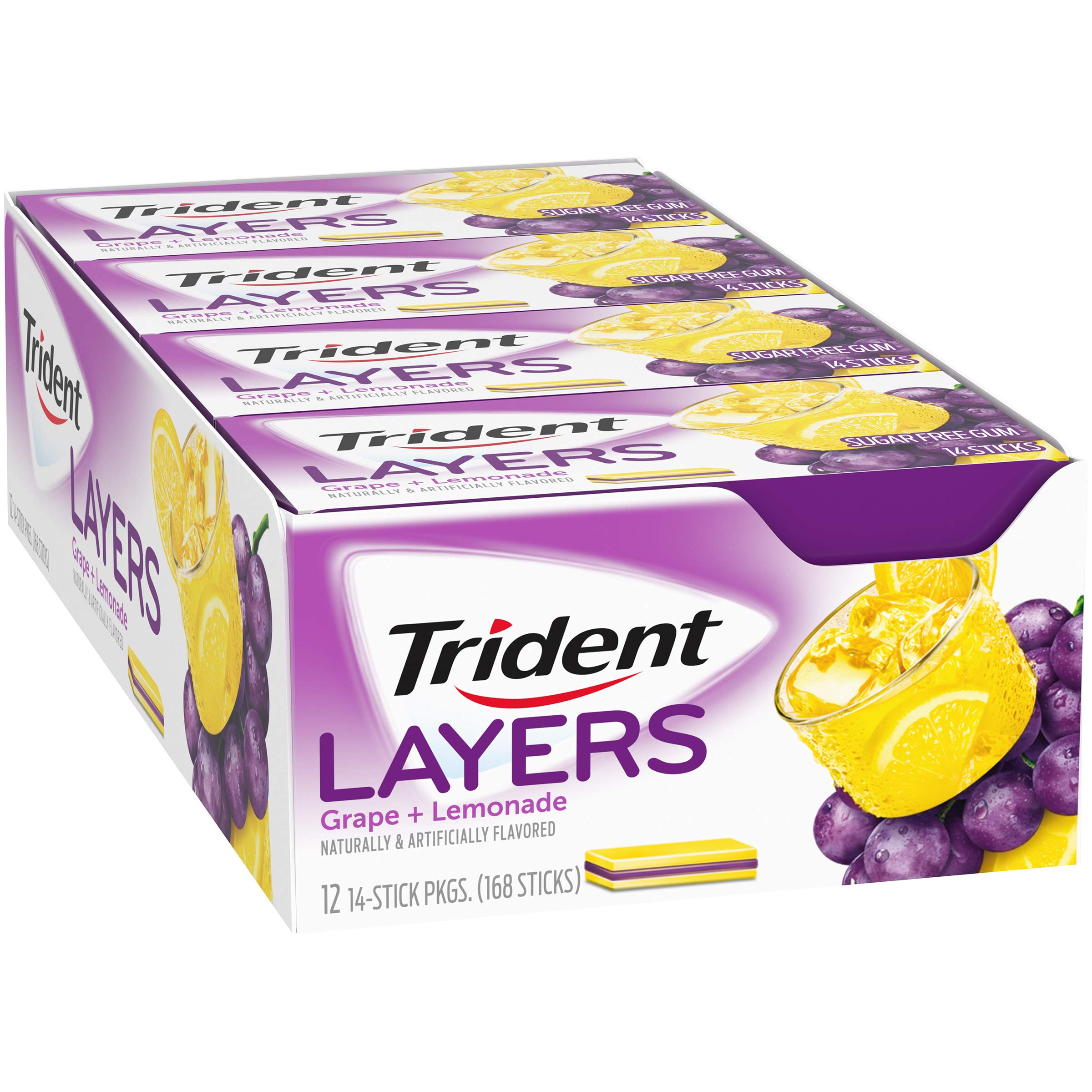 Layers Grape & Lemonade Sugar Free Gum 12 Packs of 14 Pieces 168 Total