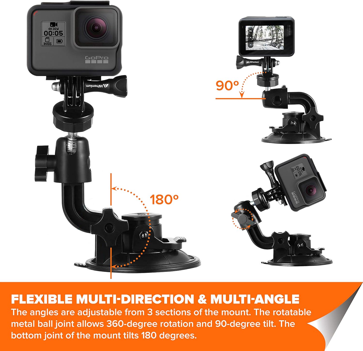 2 Session Black Silver Xiaoyi 4k Sjcam Xiaomi Yi Eken Sports Action Camera Dash Cam Holder Perfect For Boats Vehicle Windshield Window Mipremium Car Suction Cup Mount For Gopro Hero 8