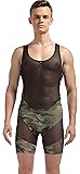 Barsty Men's Slim Stretch Mesh Lingerie Bodysuit Jumpsuits Bodywear Underwear