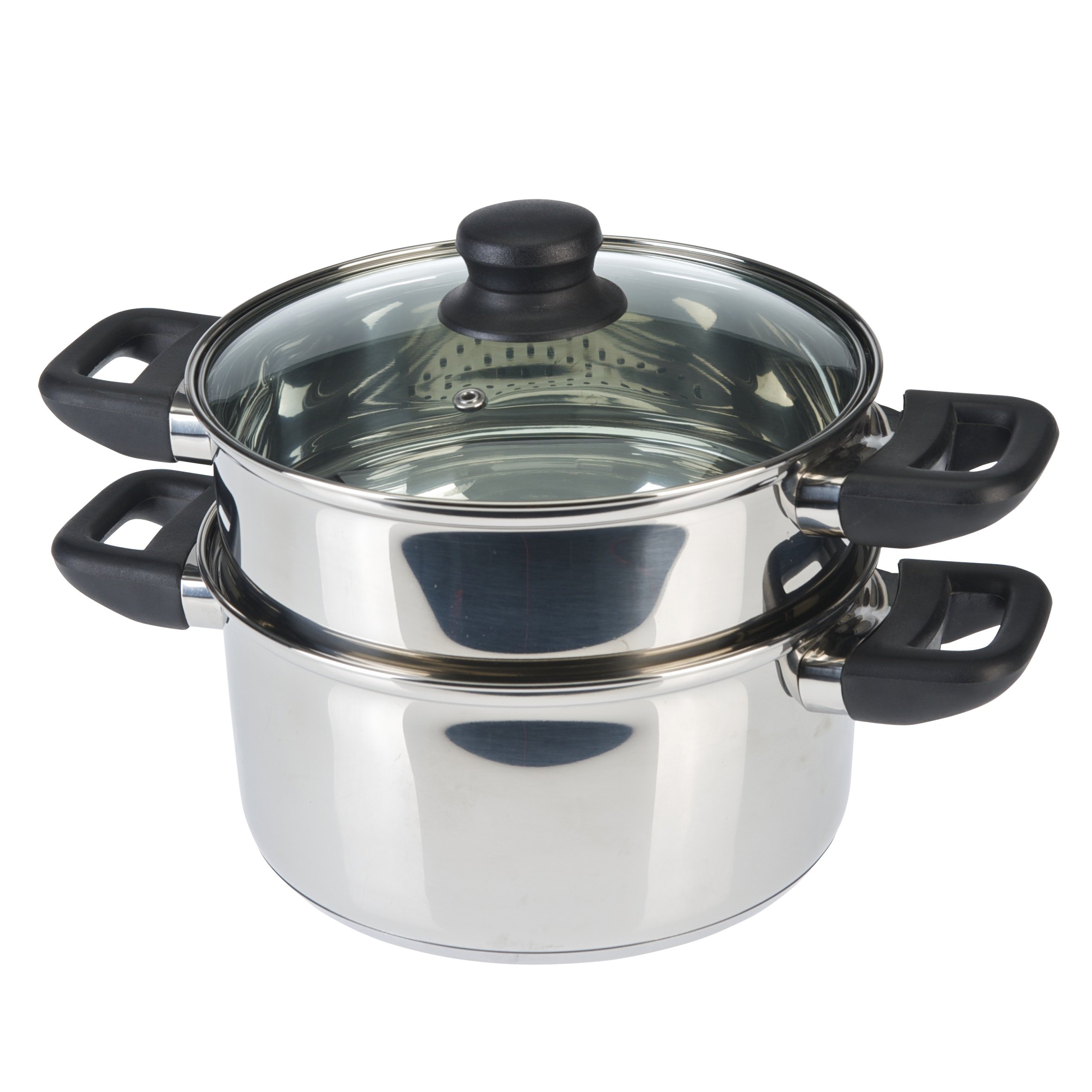 axentia 2-Tier Steamer Induction/Pasta Pot with Strainer Insert, Silver