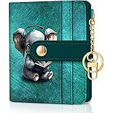Jogjam Elephant Rfid Women Wallet, Small Slim Thin Credit Card Wallet, PU Leather Bifold Cash Zipper Coin Pocket ID Window for Female Ladies Teen Girls Girly