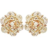 Navachi 18k Gold Plated Colorful Crystal Leaves Flower Omega Back Earrings