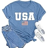 American Flag Shirt Women USA Graphic Tees 4th of July Shirts USA Flag Star and Stripes Patriotic T-Shirt Tops