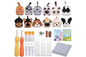 UOOU Kit de feutrage à l'aiguille, 12 pièces - Kit de démarrage de feutrage à l'aiguille avec instructions (français non gara