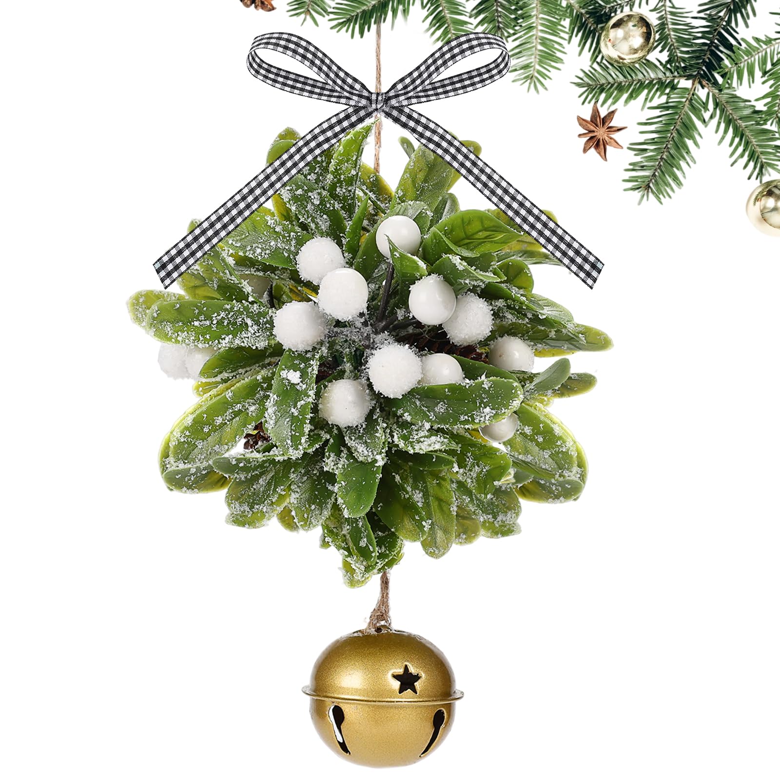 Forwe Mistletoe Christmas Decor Artificial Mistletoe Kissing Ball ...