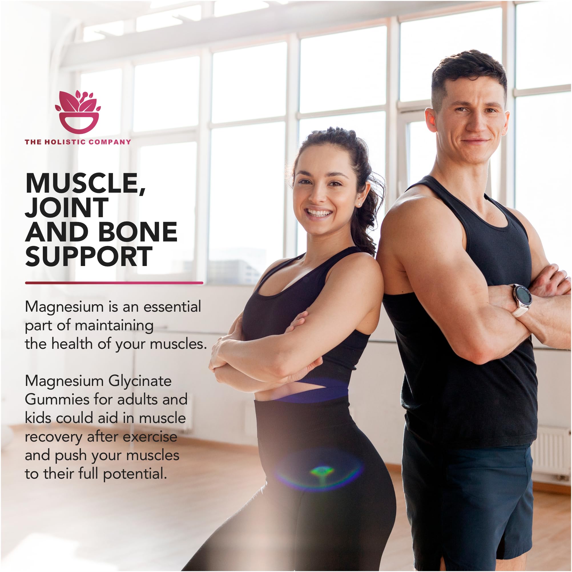 The Holistic Company Magnesium Glycinate Gummies 400MG for Adults & Magnesium for Kids - Premium Quality High Strength Magnesium Gummies