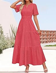 ZESICA Women's 2025 Summer Short Sleeve Maxi Dress