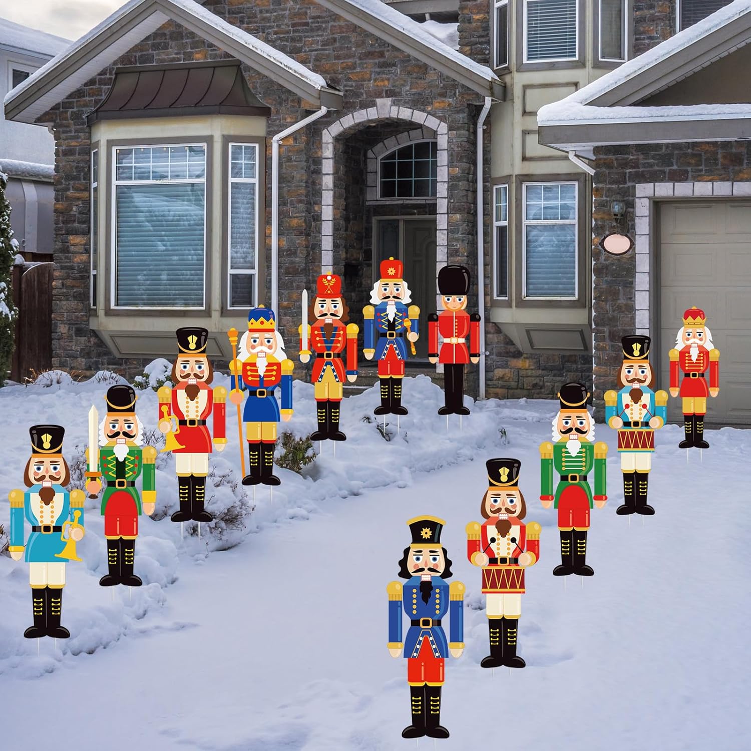 Yard Signs - BBTO 12 Pcs Christmas Nutcracker Yard Signs Decorations Outdoor with Stakes, Christmas Nutcracker Soldiers Lawn Decorations Signs for Outside Pathway Walkway Winter Holiday Decor