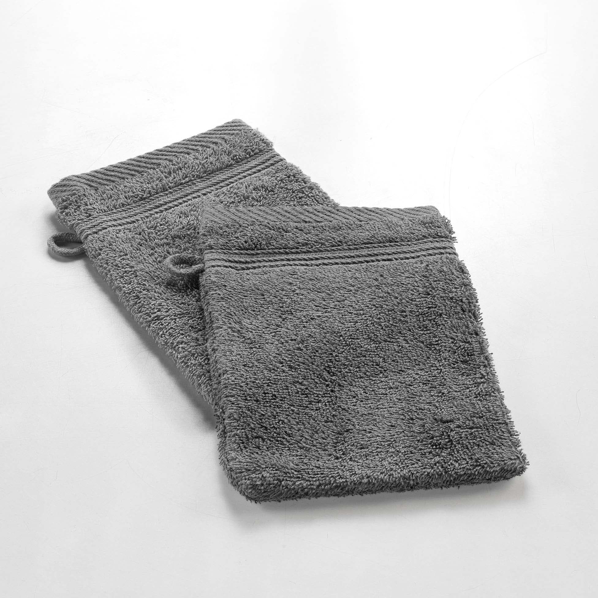 Douceur d'Intérieur 2 washcloths, cotton, anthracite, 15 x 21 cm