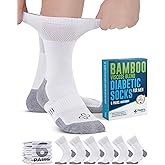 Doctor's Select Bamboo Viscose Black Diabetic Socks for Men - 6 Pairs Crew Stretch Top Mens Diabetic Socks