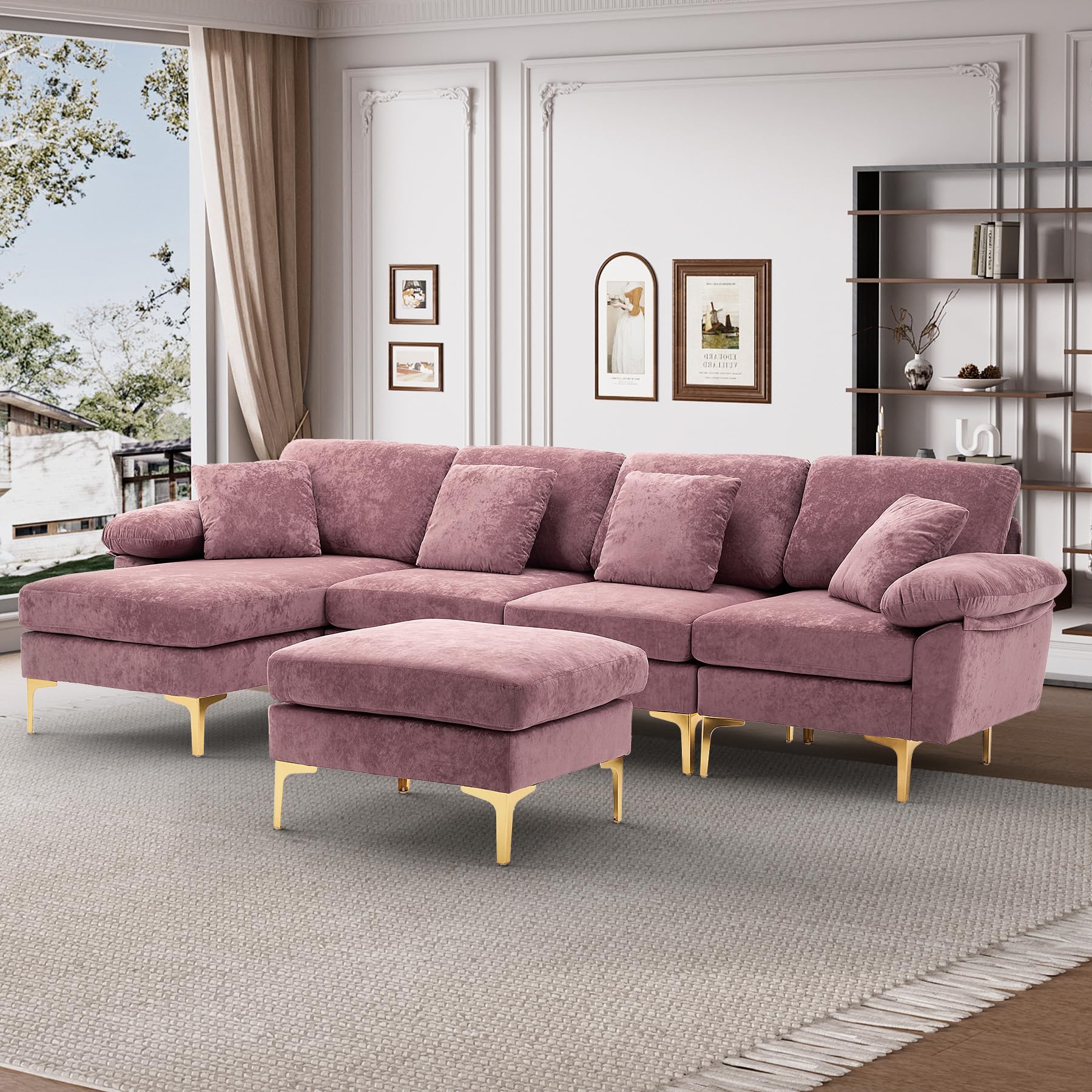 Wrofly U-Shaped Sectional Sofa Couch, 114" Comfy