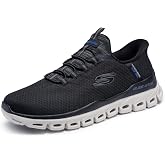 Skechers Men's Glide-Step Noxus Slip-in | Hands Free Slip-ins, Glide-Step, Air-Cooled Memory Foam, Machine Washable, Vegan, Geometric Midsole, Stretch Lace Slip-on