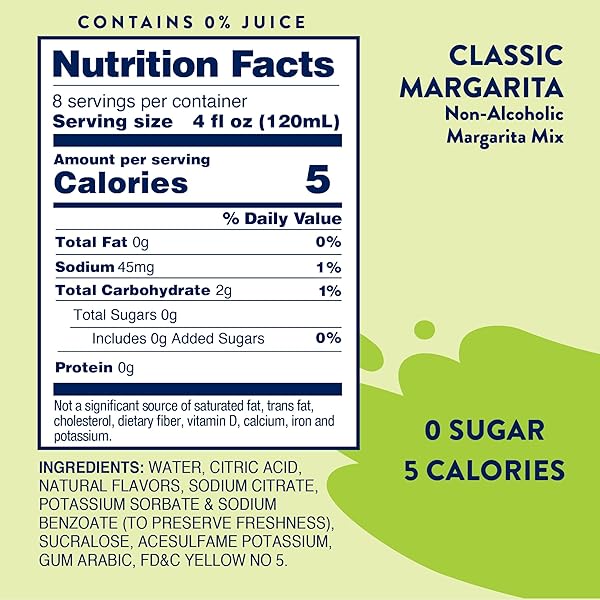JORDAN’S SKINNY MIXES SUGAR FREE MARGARITA MIX, FLAVORED COCKTAIL MIXER FOR DRINKS, FRESH LIME DRINK FLAVORING FOR COCKTAILS & MOCKTAILS, LOW CALORIE, GLUTEN FREE, KETO FRIENDLY, 32 FL OZ, 1 PACK
