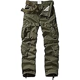 TRGPSG Men's Cargo Pants Camo Casual Pants Relaxed Fit Cotton Work Pants with Multi Pocket
