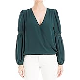 Max Studio Womens Satin Bubble Sleeve Blouse