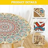 FANSU Round Tablecloth 90cm Mandala Washable Wipe Clean Waterproof Cover view 3