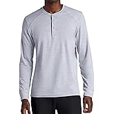 Gaiam Mens Commuter Long Sleeve Henley Shirt, Standard Fit, Stretch Midweight Material