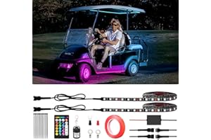FIERRE SHANN 2PCS Golf Cart Underglow LED Light Strip Kit, 16 Color RGB LED Strip Kit with Music Sync Multi-Mode, Waterproof Neon Accent Lighting Kit with Remote Control, 9-12V Input for EZGO Yamaha Club Car