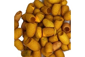 KNITSILK Hand Dyed Silk Cocoons, Silk Cut Cocoons, Mulberry Silk Fibres, Selection Pack of 30 Cut Silk Cocoons (Yellow Mellow)