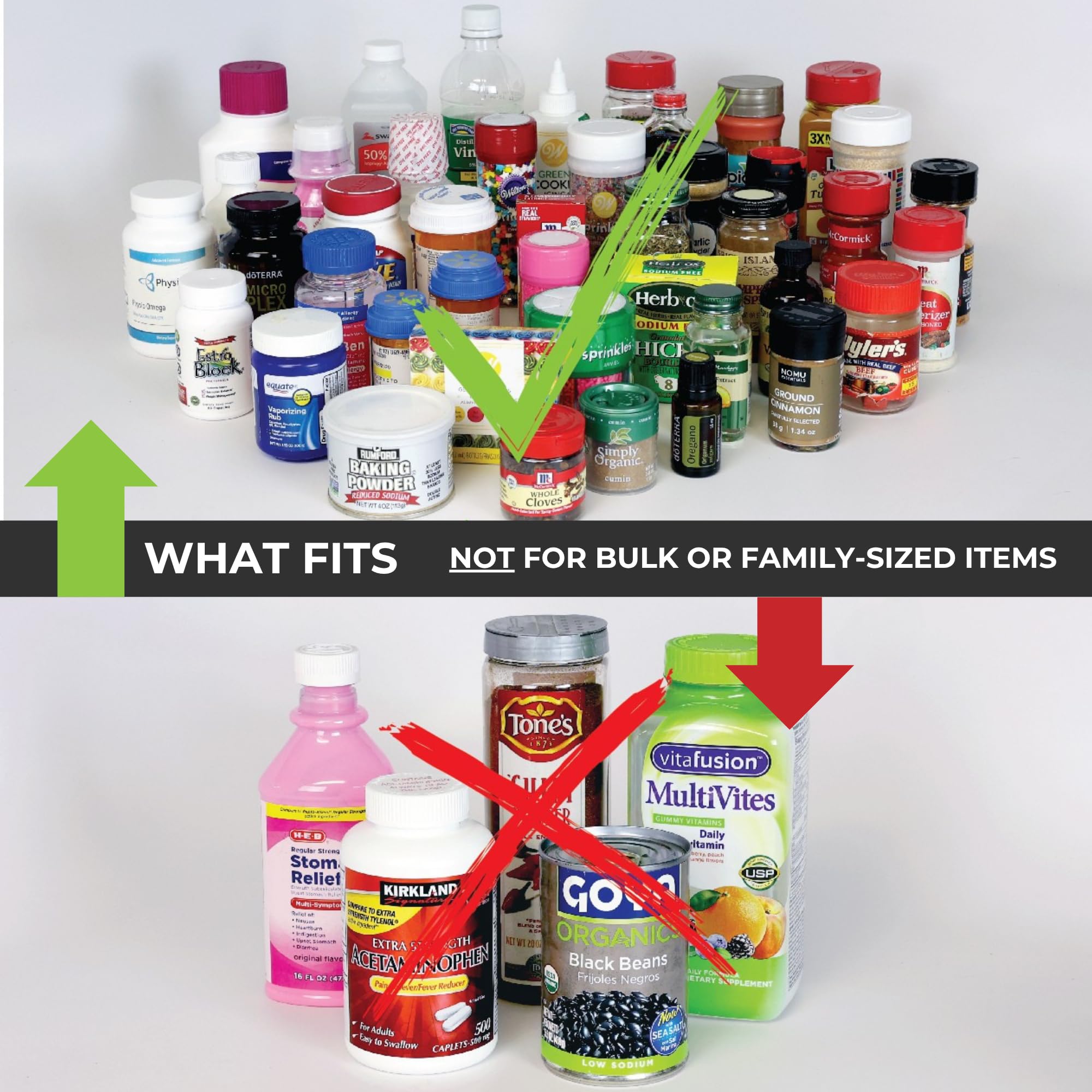 Cabinet Caddy SNAP! Spice Rack Organizer for Cabinet - Slide & Rotate Seasoning Organizer - 3 Snap-In Adjustable Shelves for 5 Tier of Storage - Magnetic Modular Design - 8.9”H x 6.1”W x 10.8”D