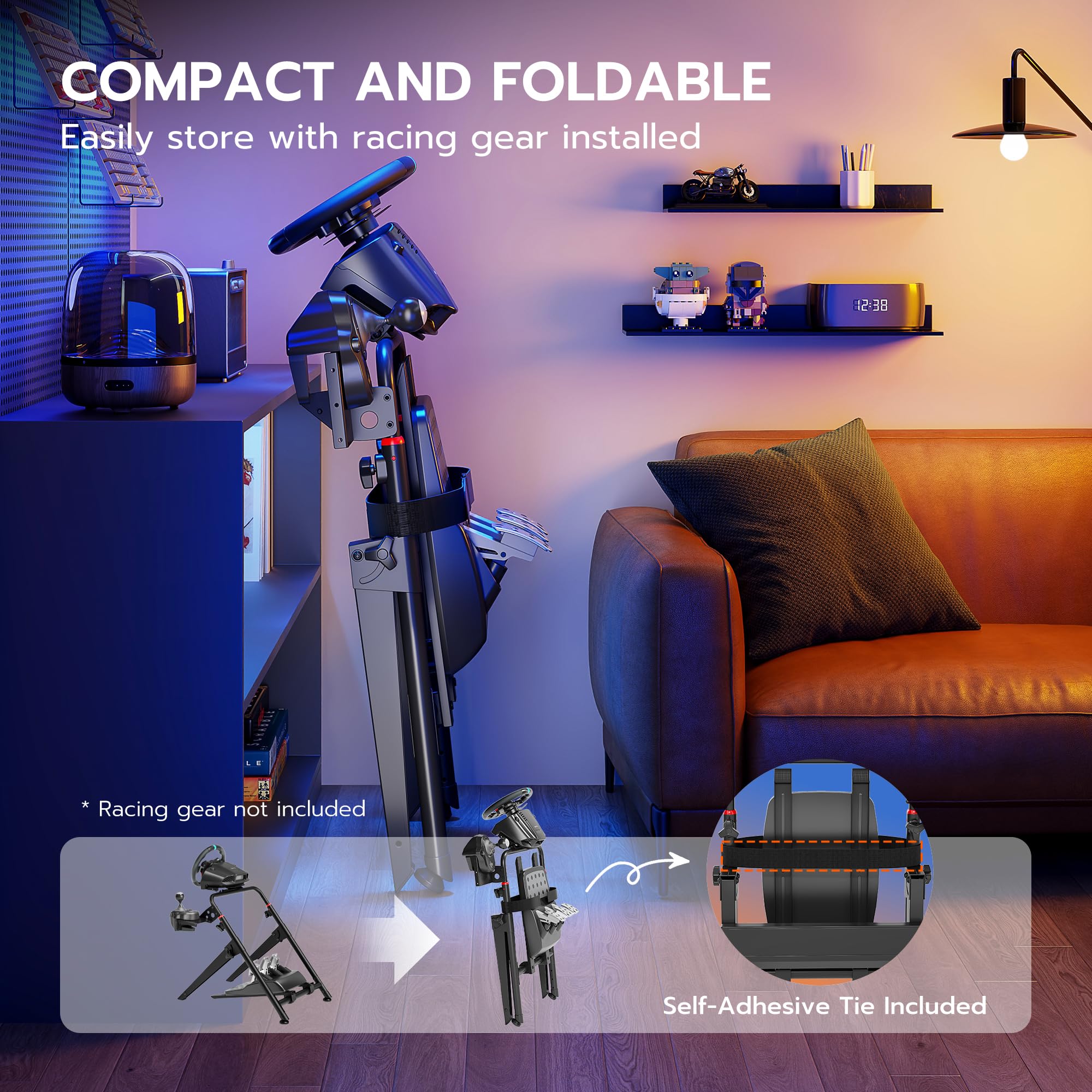 ARES WING Sim Racing Wheel Stand, Cabina de Simulador de Carreras Plegable, Cabina de Carreras de Fórmula y GT Sim Compatible con Fanatec, Thrustmaster, Logitech, Moza, Juegos de Carreras en PS5, PS4, Xbox y PC