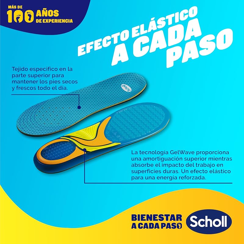 Scholl GelActiv Uso Diario Plantillas de Gel con Memory Foam para Hombre-Antifatiga, Amortiguación Avanzada, Espuma Viscoelástica y GelWave, Compatibles todo tipo de Botas o Zapatillas, Talla 40-46.5