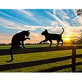 Doesen Metal Cat Fence Decorations, Unique Cat Gifts for Women/Men, Black Cats Silhouettes Garden Art, Yard Decor, Outside, Patio, Outdoor Decor, Kitty Yard Art Outdoor Garden Decorations