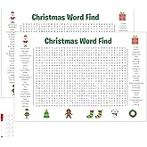 TWWKDD 2PCS Jumbo Christmas Word Search Poster, Giant 36"X24" Wall Game, Giant Christmas Word Find Puzzle Poster, 50 Words of Fun and Interactive Holiday Christmas Party Activities