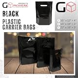 JeeJaan 50 Black Plastic Carrier Bags 15"x18"+3" Strong Patch Handle Retail view 5