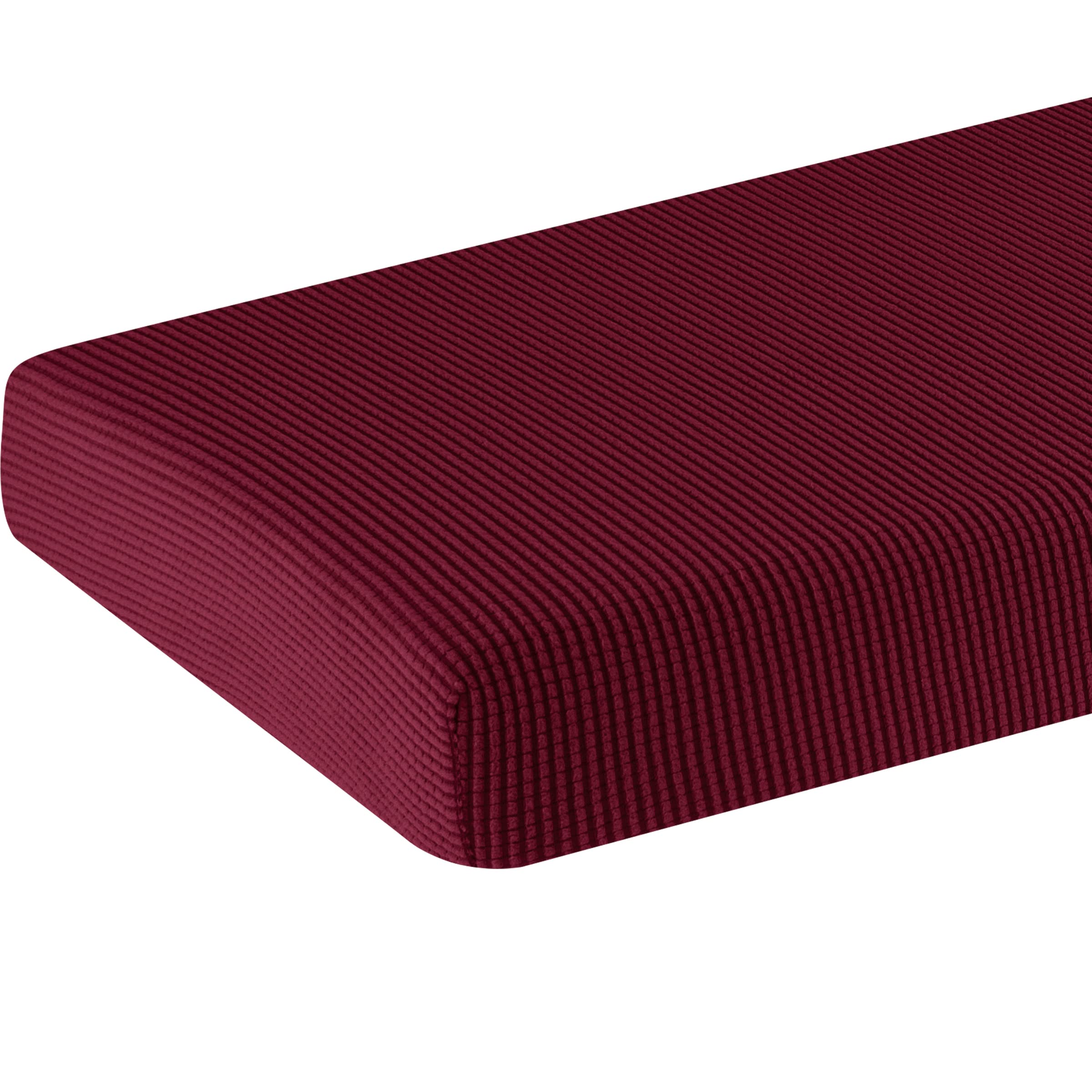SU SUBRTEX Sofa Seat Cushion Covers Stretch Protective Polyester Fabric Slipcovers (3 Seater, Burgundy)