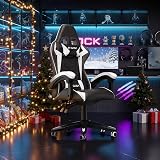 bigzzia Ergonomic Gaming Chair White with Lumbar & Headrest Cushions view 2