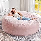 Hobestluk Bean Bag Chairs Giant Beanbag Chair with Filler, Memory Foam Bean Bags with Fluffy & Machine Washable Cover, Bean Bag Chairs for Aduts for Living Room, Bedroom (Pink, 5FT - 50” x 50” x 24”)