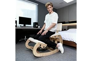 CHIESMA Ergonomic Kneeling Chair with Back Support, Adjustable Height Wooden Knee Chair - Improve Posture with an Angled Seat, with Cushion for Home,Office, Ivory